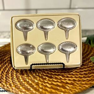 Pottery Barn Silver Cheese Markers 6 Different Cheeses - Charcuterie Board